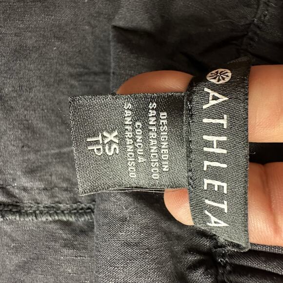 Athleta Paradise Cargo Pants XS Black Linen Blend Wide Leg Utility - Picture 9 of 9